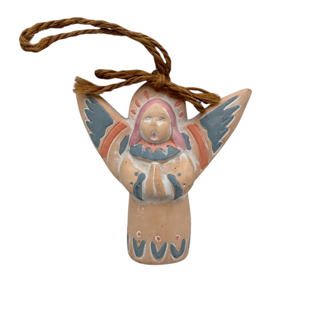 Terracotta Angel Ornament Midwest of Cannon Falls Folk Art Singing‎ Figure